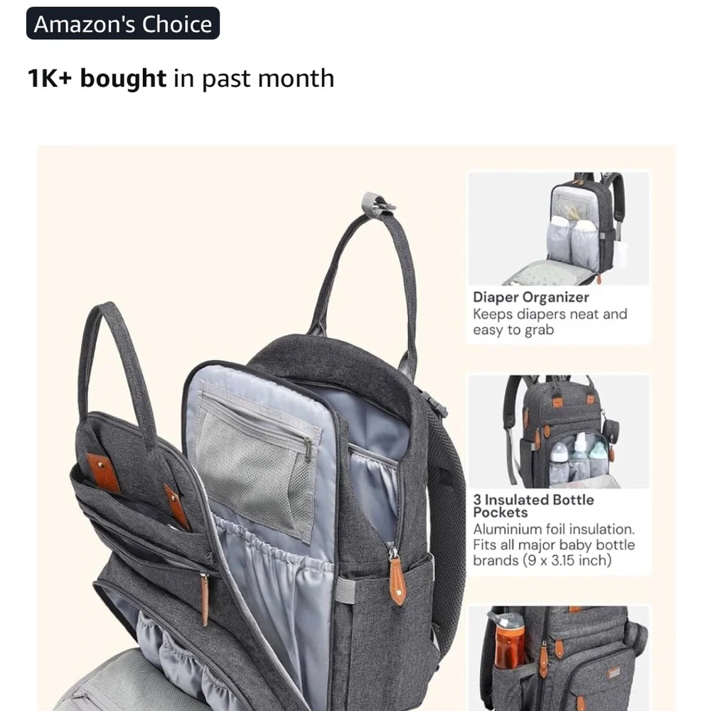 Chic Gray Backpack with Brown Details
